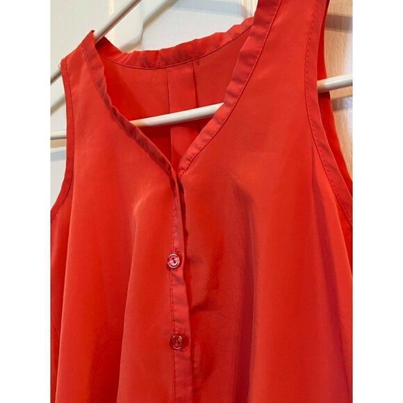 Soprano Cropped Top Small Coral Orange Sleeveless Womens Button Front - Picture 1 of 4
